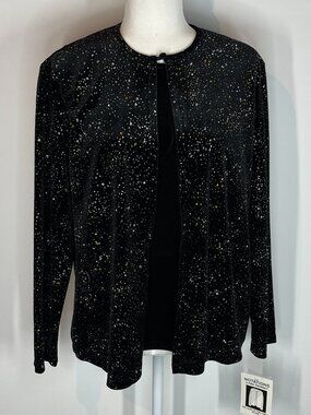 Notations NWT Attached TwinSet Black with Silver and Gold Accents size Large